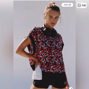 Free people my time printed tee NWOT. Cranberry combo.